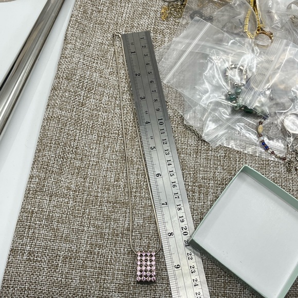 Paul Klecka Sterling Silver Diamonique Pendant Necklace – Pink & Yellow Stones - Picture 14 of 16